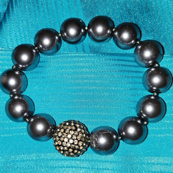 BOLD and BEAUTIFUL SUITE of GRAY PEARL JEWELRY : NECKLACE, BRACELET, EARRINGS - Picture 4 of 16